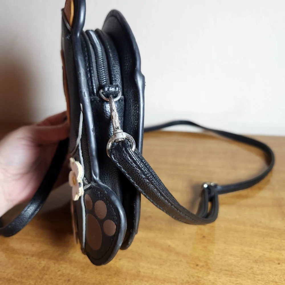 Sleepyville Critters Leather Brown Bear With Bees Kids Crossbody Purse 8 1/2